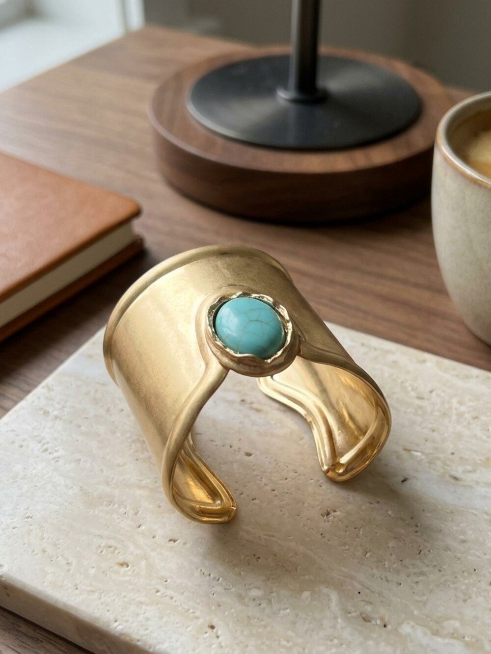Wide Gold Cuff Bracelet Turquoise Statement Arm Chunky Large Bangle Women Boho